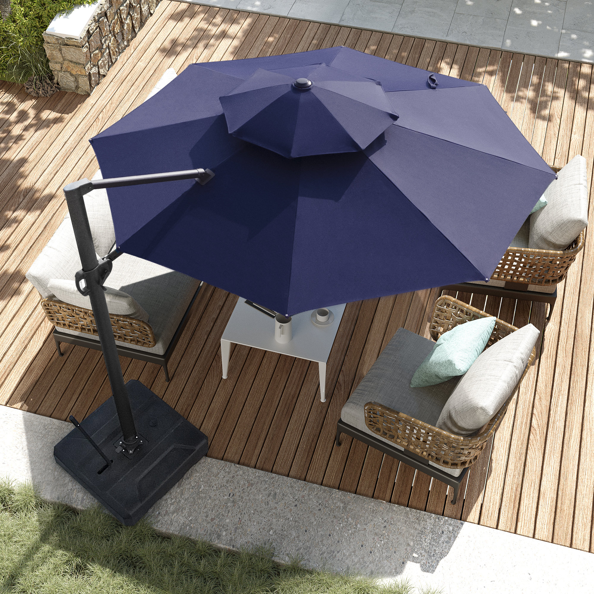 Arlmont & Co. Donelu 137.4'' Cantilever Umbrella, Weighted Base Does Not Include & Reviews Wayfair