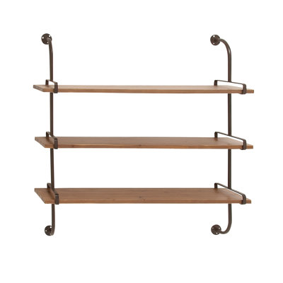 Fountain Valley 3 Piece Fir Solid Wood Industrial Pipe Shelves