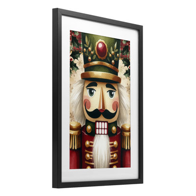 Traditional Festive Nutcracker Framed Print Under Glass, design by Nicole DeCamp