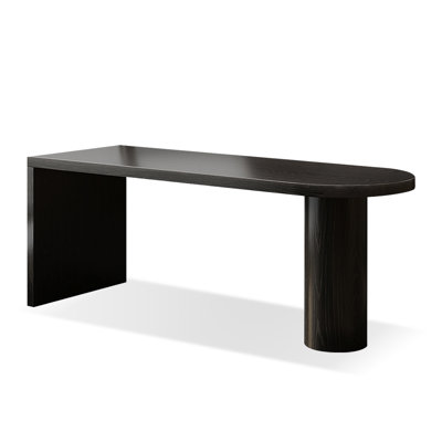 Black Half-circle Solid Wood desk