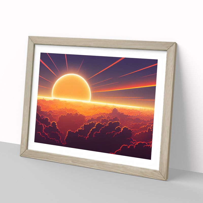 Dazzling Sunset - Single Picture Frame Print, Oak Framed, 46cm H x 64cm W x 2cm D