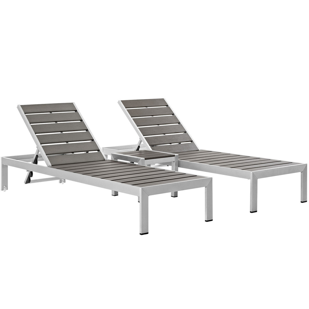 Shore Alumunium Outdoor 3-piece Chaise Lounger Set Modway