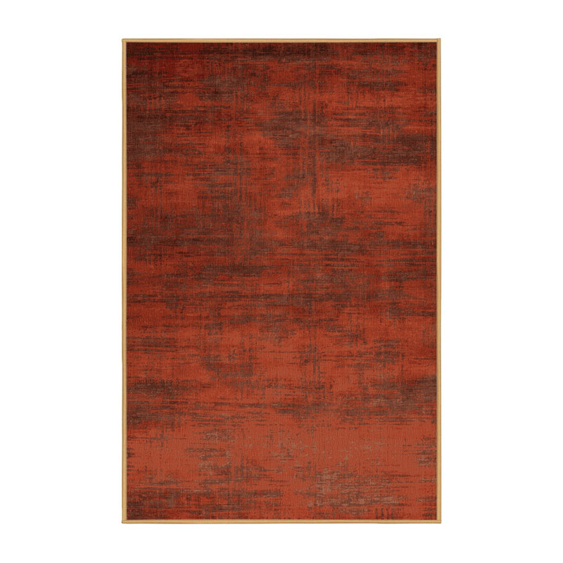 Machine Washable Abstract Brown Area Rug, Runner 2' x 5'