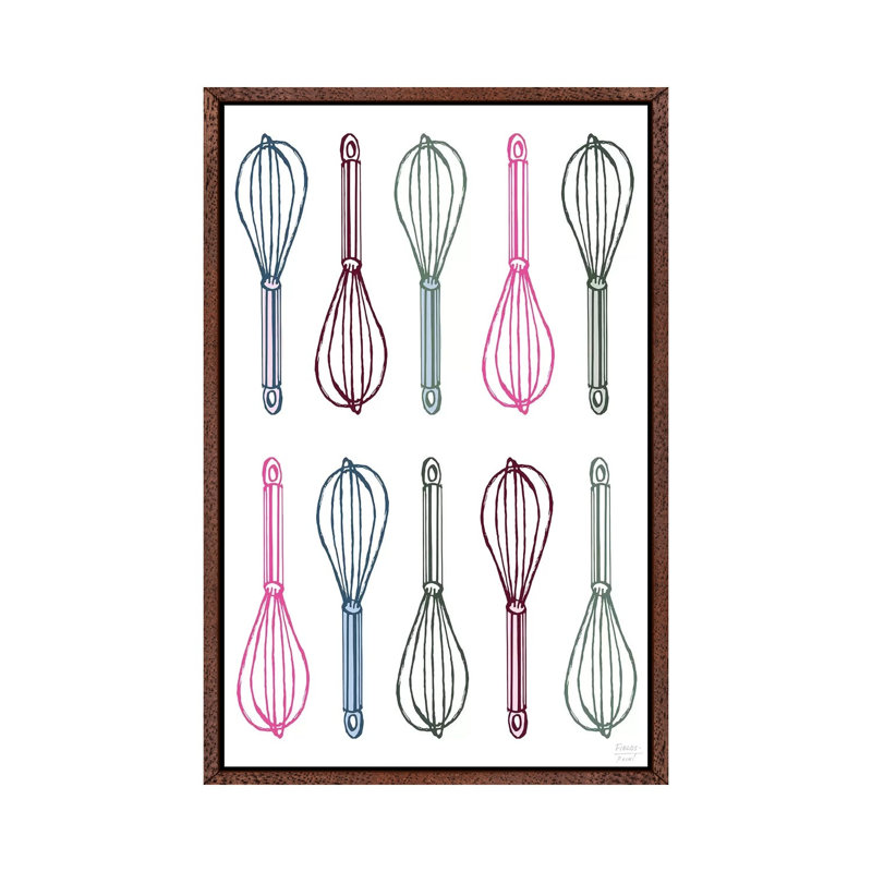 Whisk Whisk - Print on Canvas, 66.04cm H x 45.72cm W x 3.81cm D, Classic Brown Wood Floater Framed