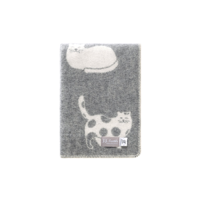 Grey Cat Medium Wool Blanket