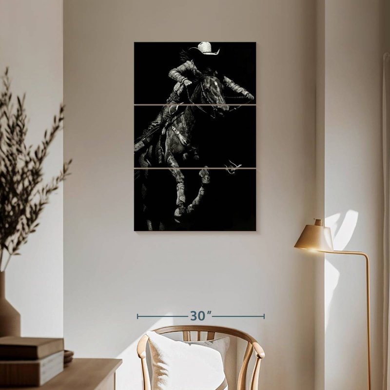 Lelar Scratchboard Rodeo IV, 57" H x 36" W