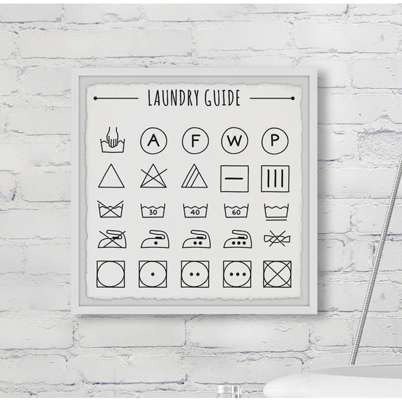 Laundry Guide - Single Picture Frame Print, 81cm H x 81cm W x 3.81cm D