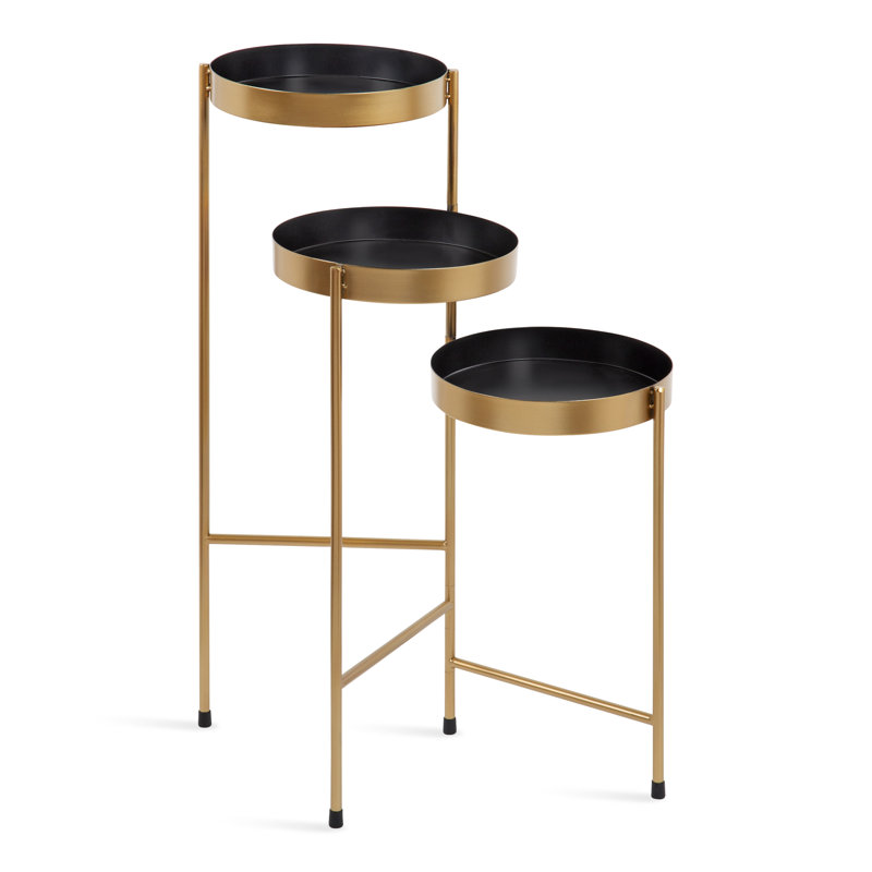 Lofgren Plant Stand, Black/Gold, 10"H x 10"L x 30"D