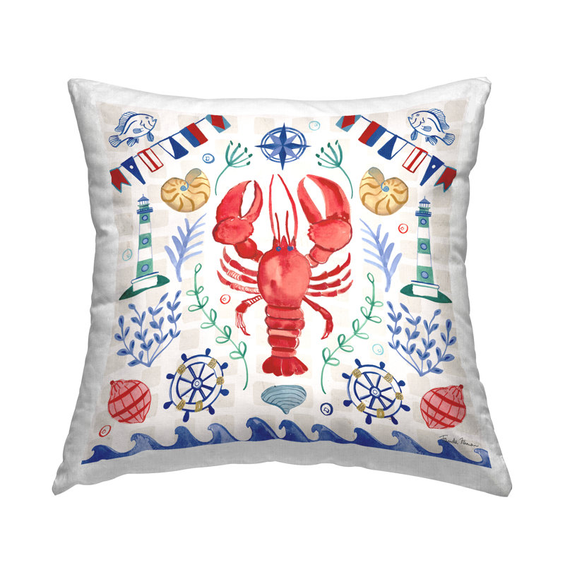 Coussin Nautical Lobster Beach Wave