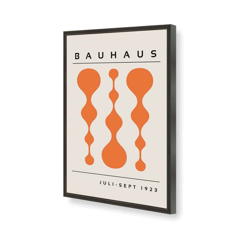 Orange Retro Bauhaus, reproduction d'affiche dans un cadre, H 17 po x l 13 po x P 1,25 po, Noir satiné