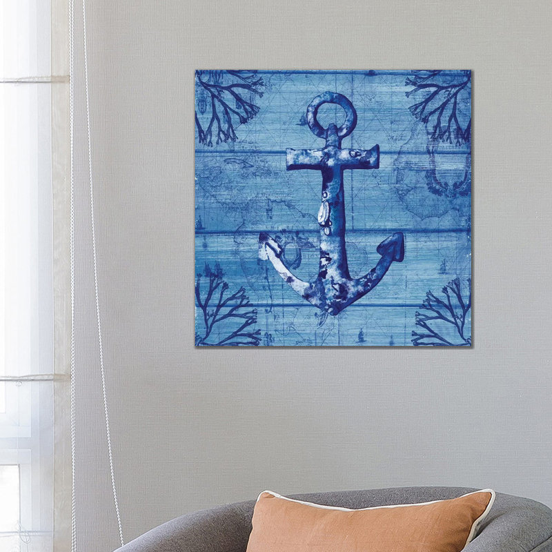 Indigo Anchor by Susan Jill - Wrapped Canvas Gallery-Wrapped Canvas Giclée, 66.04 cm H x 66.04 cm W x 1.91 cm D