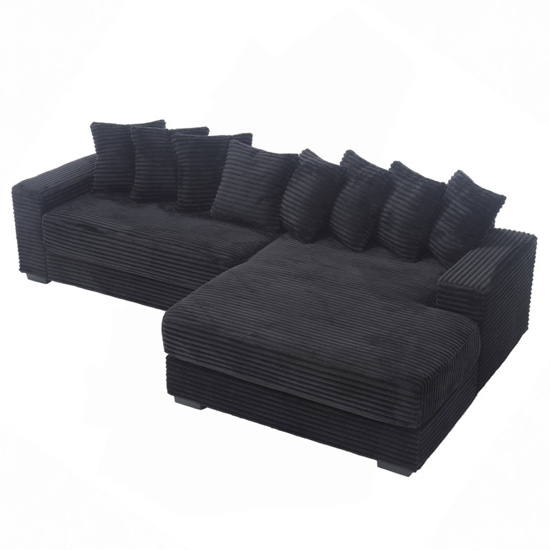 Oversized Two-Piece  Couches,  L Shaped Sofa, Corduroy,With Armrests,Eight Throw Pillows,Corner Sofa,Easy To Assemble