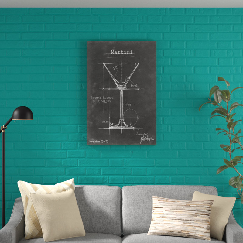 Barware Blueprint V 1 Piece Painting, 91cm H x 61cm W, Wrapped Canvas