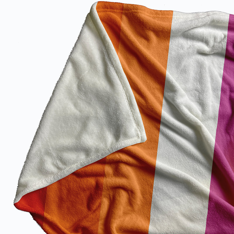 Plain Weave / Muslin Throw Blanket, Queen, Orange/White/Pink