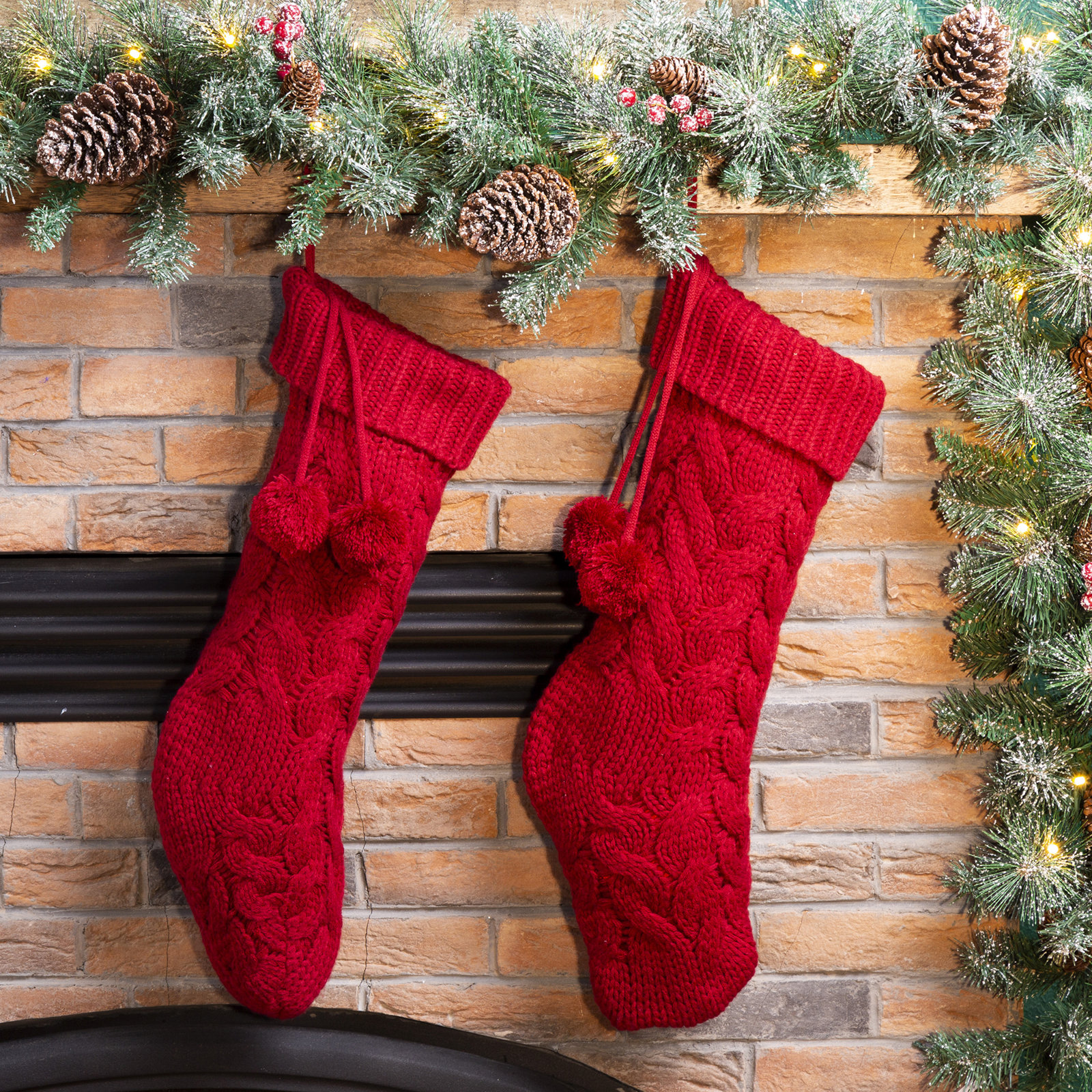 Knit Velvet Stocking, Red