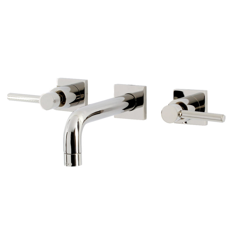 Kingston Brass Concord Two-Handle 3-Hole Wall Mount Bathroom Faucet, Polished Nickel, Lever