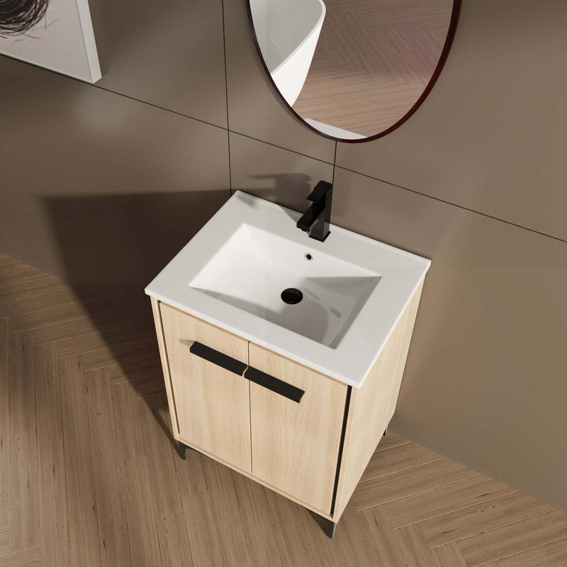 Base de meuble-lavabo avec lavabo et 2 portes