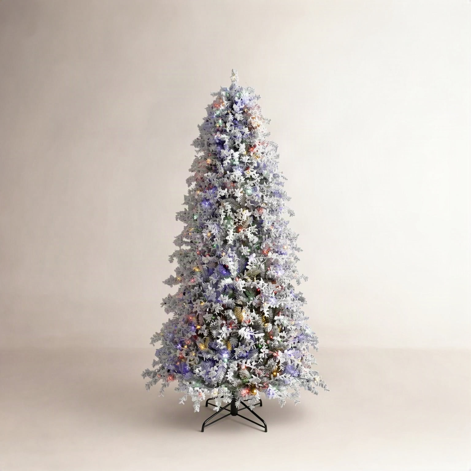 Flocked 7.5' Pre-Lit Cypress Christmas Tree