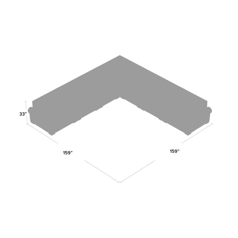 Canapé modulaire de coin symétrique en lin de 159 po Mosely, Charbon de bois Revolution®