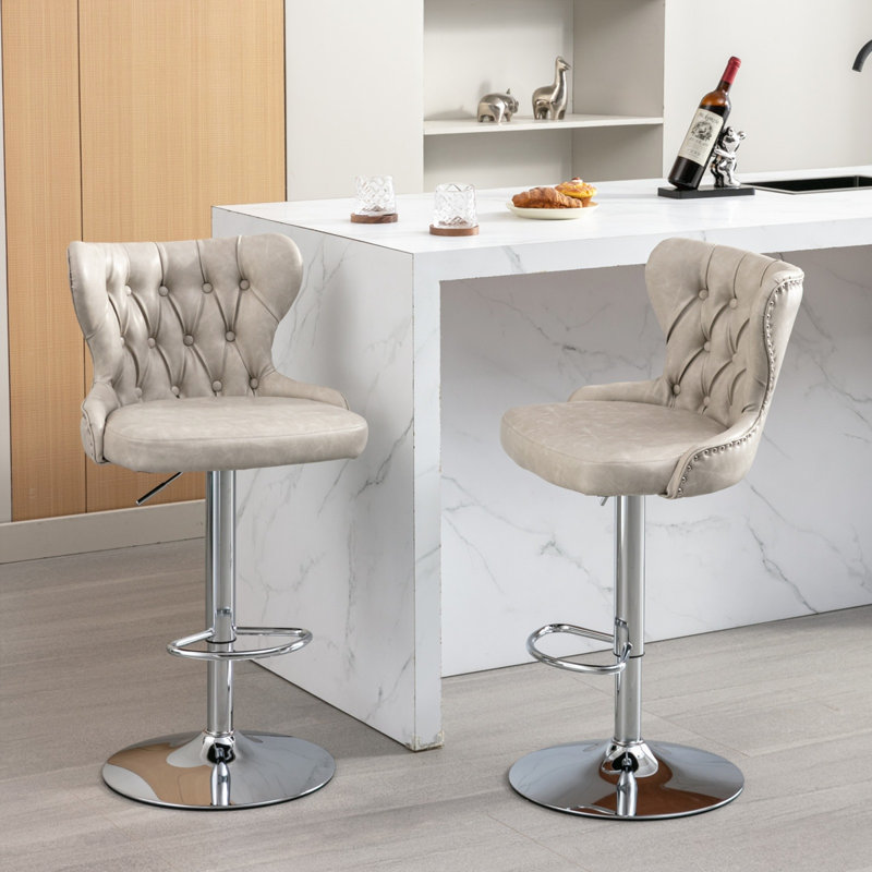 Tabourets de bar rembourrés Modern, Beige