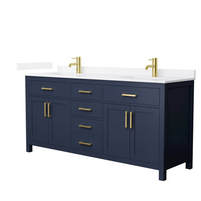 Beckett 72" Freestanding Double Bathroom Vanity with Quartz Top