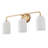 3 Light Brushed Gold Bathroom Light Fixtures with Frosted Glass