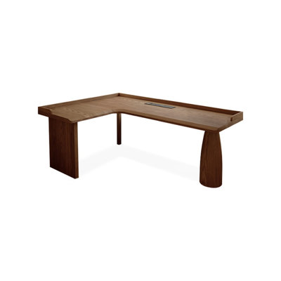 Nut-brown L-Shaped Solid Wood desk