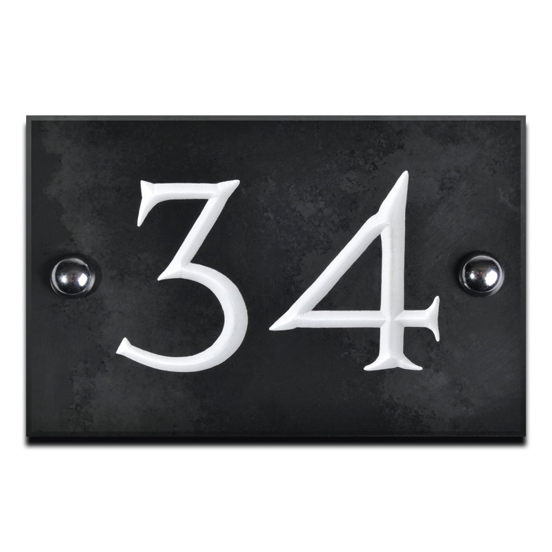 Slate House Number Rectangle Wall Mounted Required