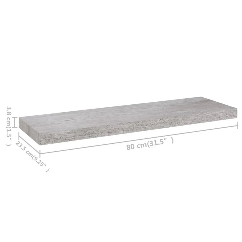 Gracie-Rose 4 Piece Picture Ledge Wall Shelf, 80 x 23.5 x 3.8 cm, Concrete Grey