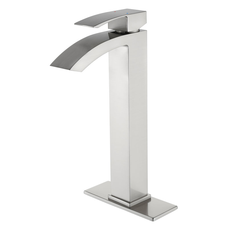 Robinet de lavabo à vasque monocommande en laiton massif 12-1 / 5 po, Nickel brossé, Système de drainage non compris