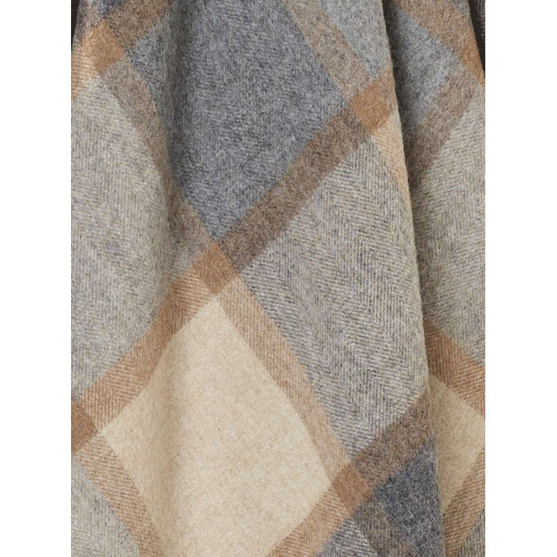 Jeté tissé en laine d'agneau Merino, Bleu / blanc / patchwork gris