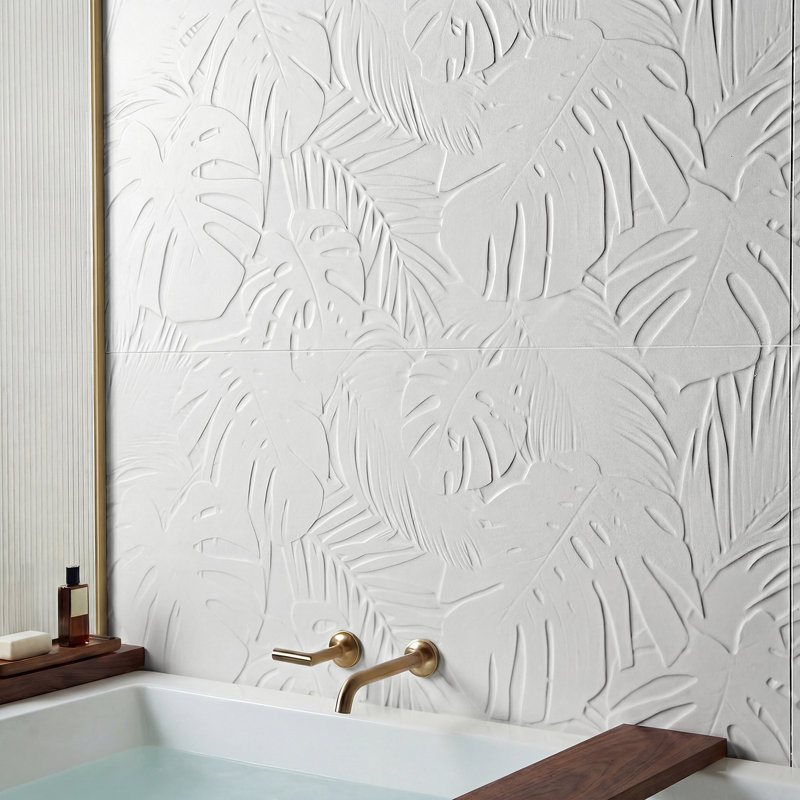 Botanic 24x48 Textured Matte Ceramic Tile, White