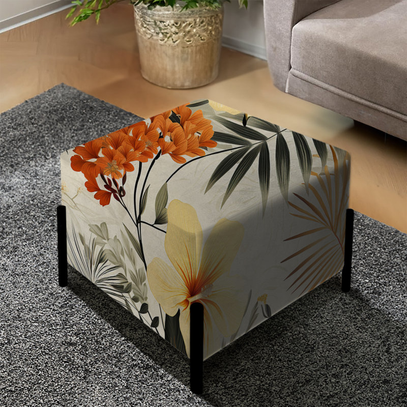 Motif géométrique naturel - Repose-pieds carré tropical