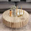Table basse ronde moderne et minimaliste en acier inoxydable léger et luxueux, plateau en verre trempé noir pour espaces de vie élégants