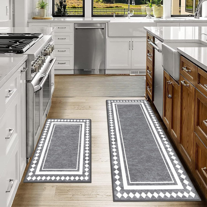 Ensemble de tapis de cuisine 2 pièces Farmhouse Boho, tapis de sol imperméables et antidérapants lavables pour couloir de cuisine
