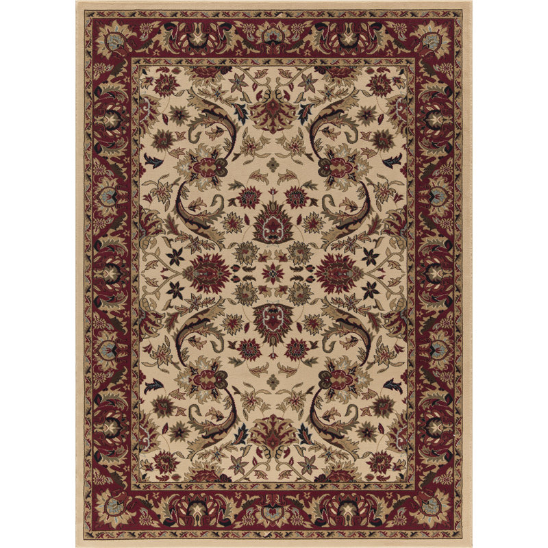 Tapis ivoire à tissage plat Bitner, Rectangle 3 pi 11 po x 5 pi 5 po
