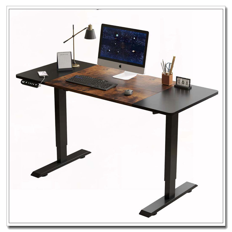 Bureau électrique à hauteur réglable, Noir / brun, H 24 po x l 47,2 po x P 24 po