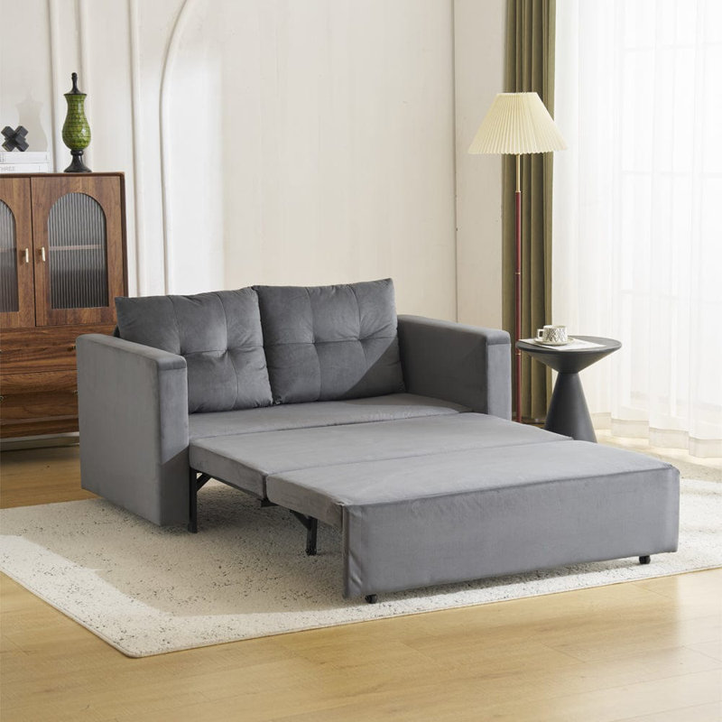 Ainur 2 Seater Sofa Bed, Grey Velvet