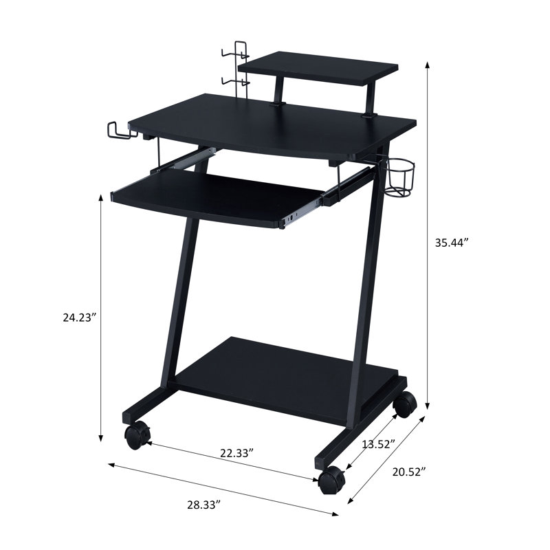 Bureau de jeu avec roulettes Hampsen, noir