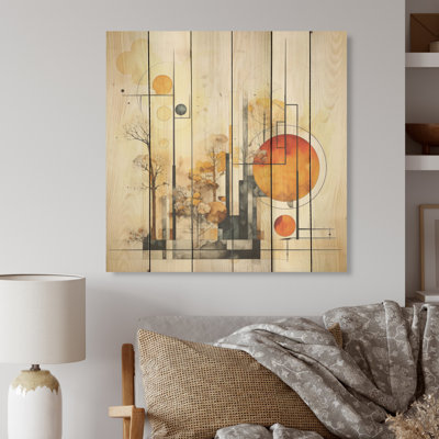 Serene Autumn Lansdcape I - Minimalisme, art mural sur bois de pin naturel