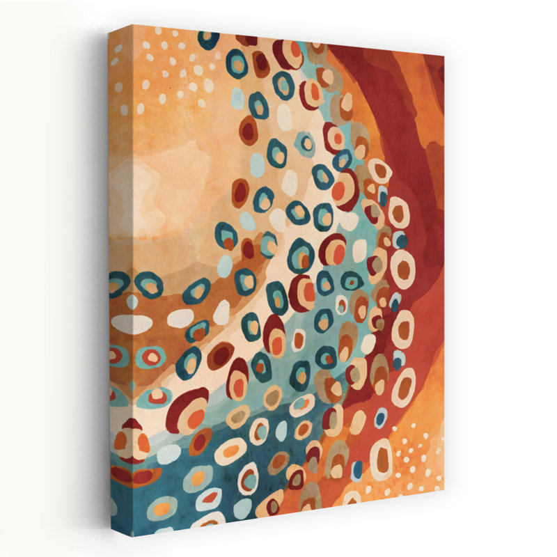 «Abstract Dots-Rust II», art mural contemporain moderne abstrait, 60" H x 40" W