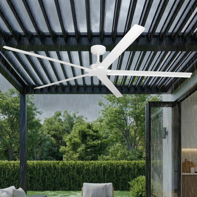  Ventilateur de plafond 72 po / 84 po en aluminium pour intérieur / extérieur avec télécommande, ventilateur de plafond industriel moderne et imperméable à l'eau, ventilateur de pavillon réversible à 6 vitesses sans lumière