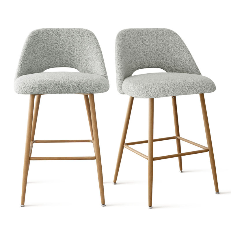 Camarda 26'' Boucle Counter Stool, Gray