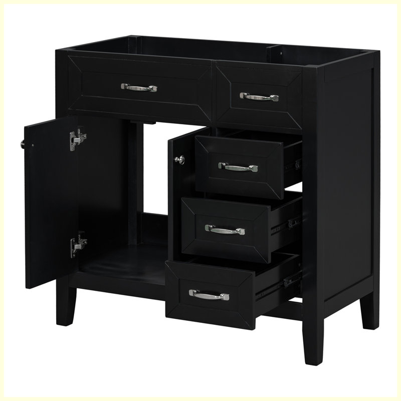 Meuble-lavabo moderne avec armoire et tiroirs, Noir, noir, noir, noir