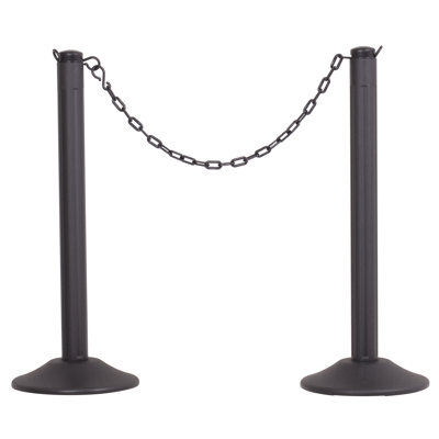 Poteau de sécurité noir ChainBoss avec chaîne noire de 10 pi - Base remplissable