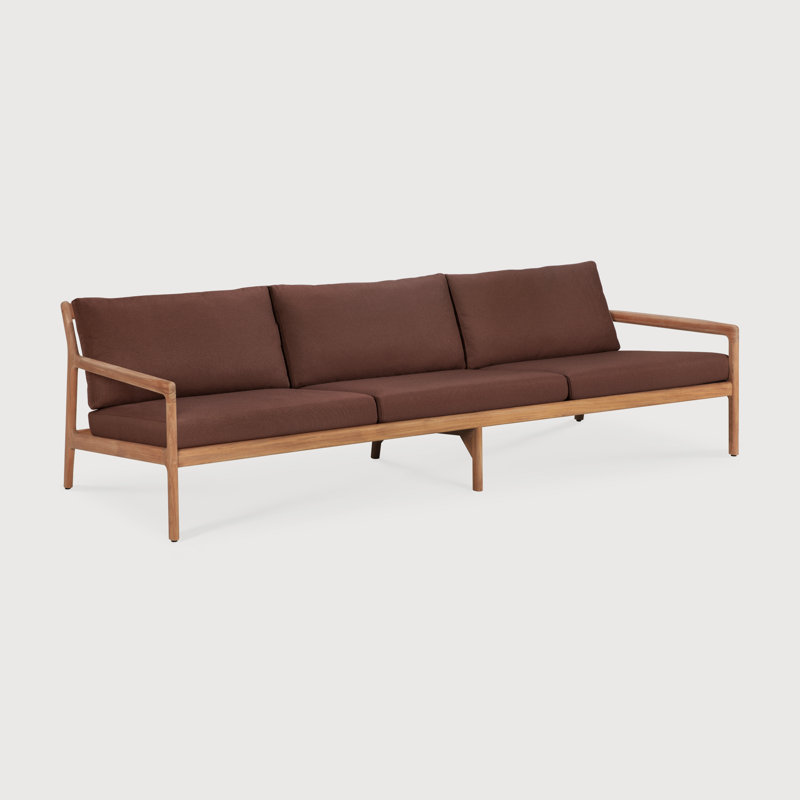 Outdoor 3 - Seat Patio Sofa, Burgandy, Teak