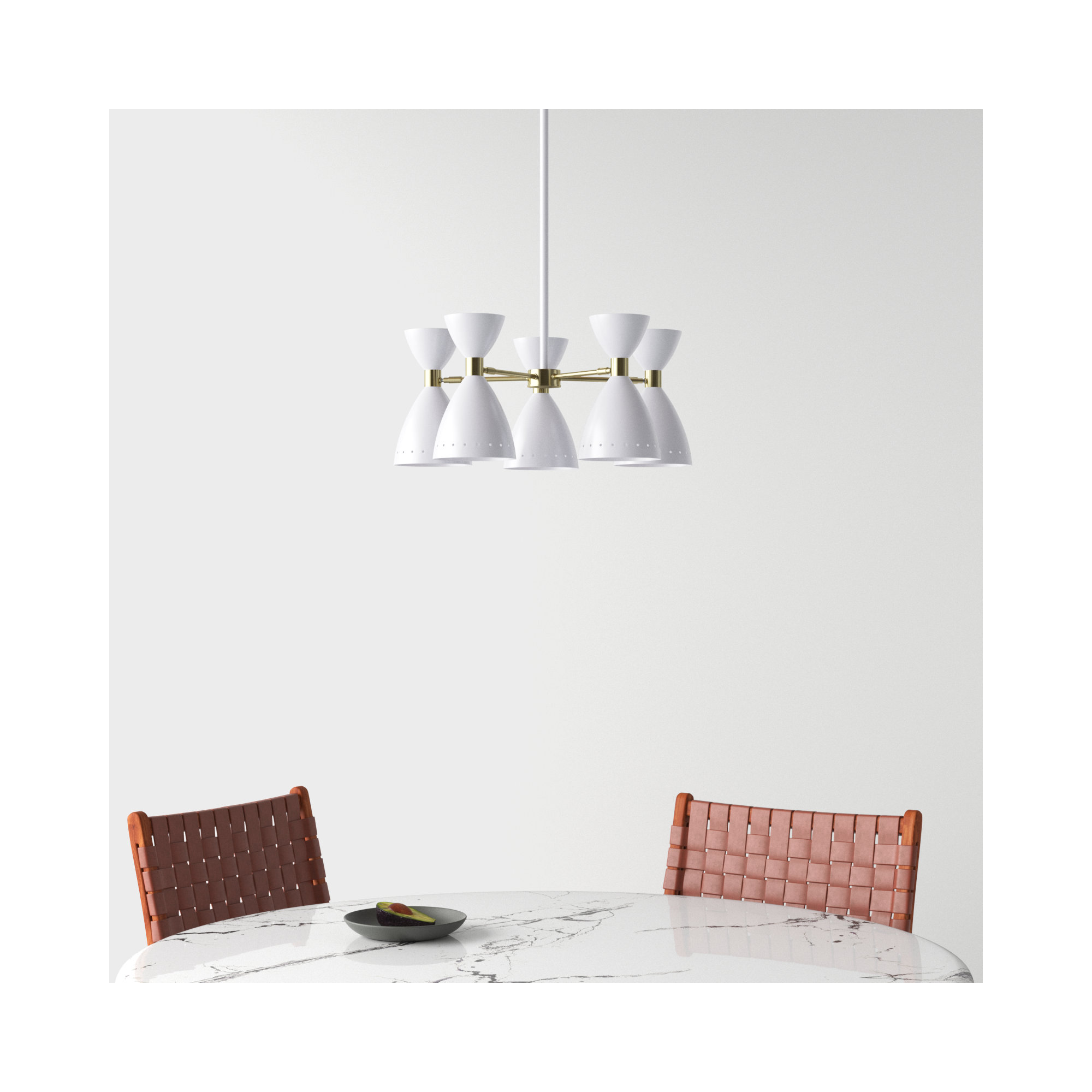 Bimini 5 - Light Metal Geometric Chandelier, White