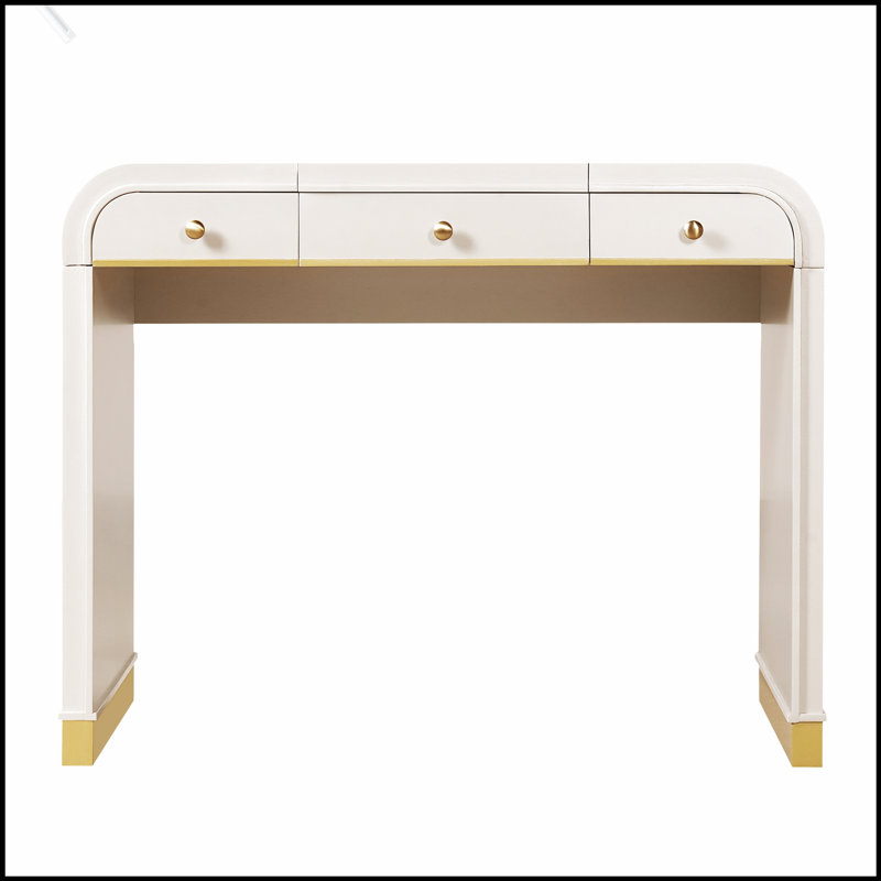 Meuble-lavabo classique en bois avec miroir rabattable, coiffeuse 3 en 1 avec 2 tiroirs et rangement pour la chambre à coucher