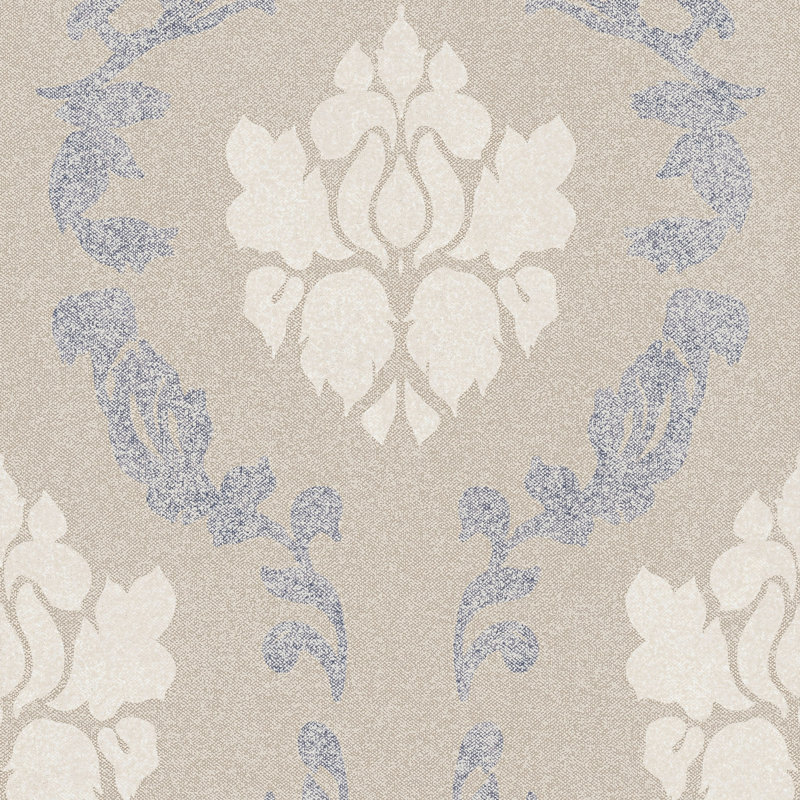 Roanoke 10.05m x 53cm Matte Wallpaper Roll, Cream/Grey