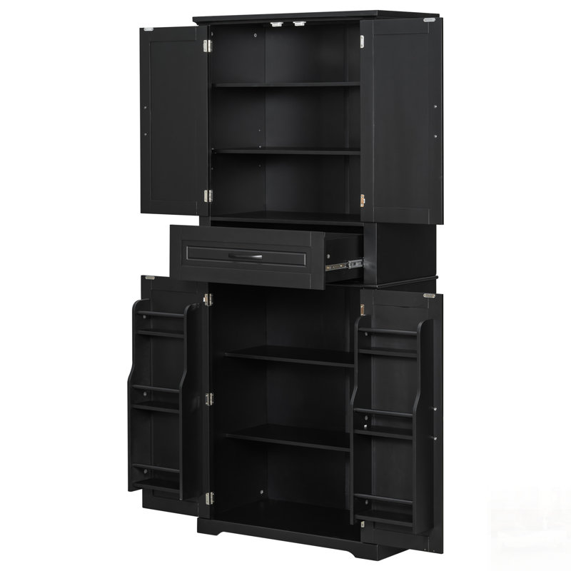 Bathroom Storage Cabinet With Multi-Functional Space, Smooth Sliding Drawers, And Adjustable Shelf, Black